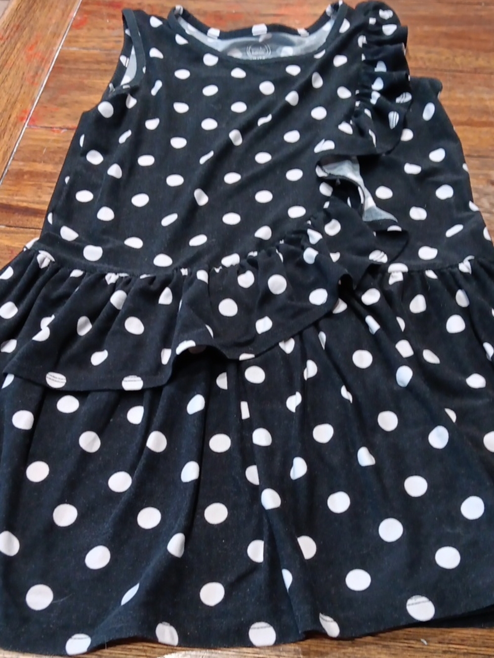 wonder nation Black & White Polka Dot Ruffle Dress